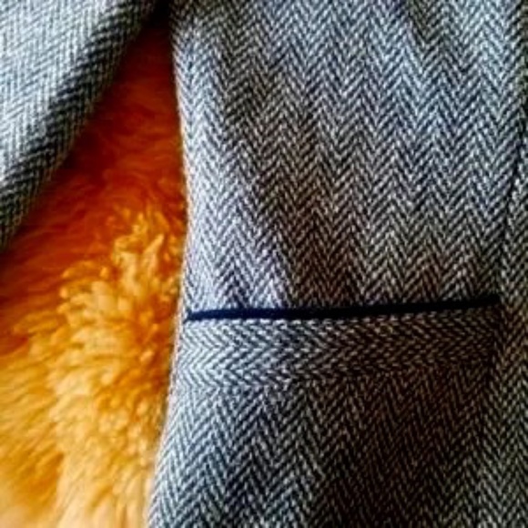 Vintage wool blend blazer, Gorgeous blue with dark blue suede detailing - Picture 6 of 10